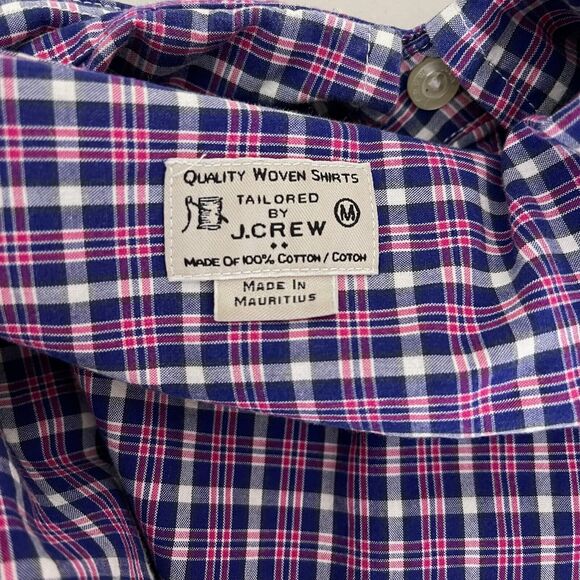 J. Crew Cotton Blue Pink White Plaid Long Sleeve Button Down Shirt Men's Sz M - Picture 5 of 5